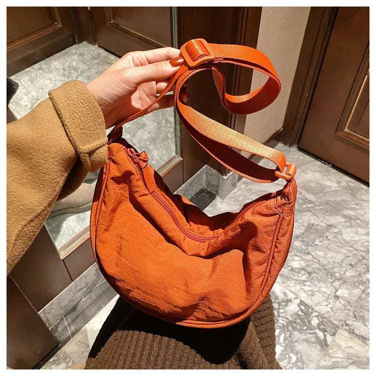 Casual Nylon Hobo Crossbody Bag for Women - Large Capacity Designer Shoulder