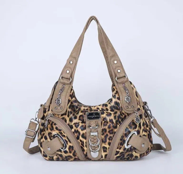 Leopard Print Handbag for Women - Fashionable Animal Print Shoulder Bag