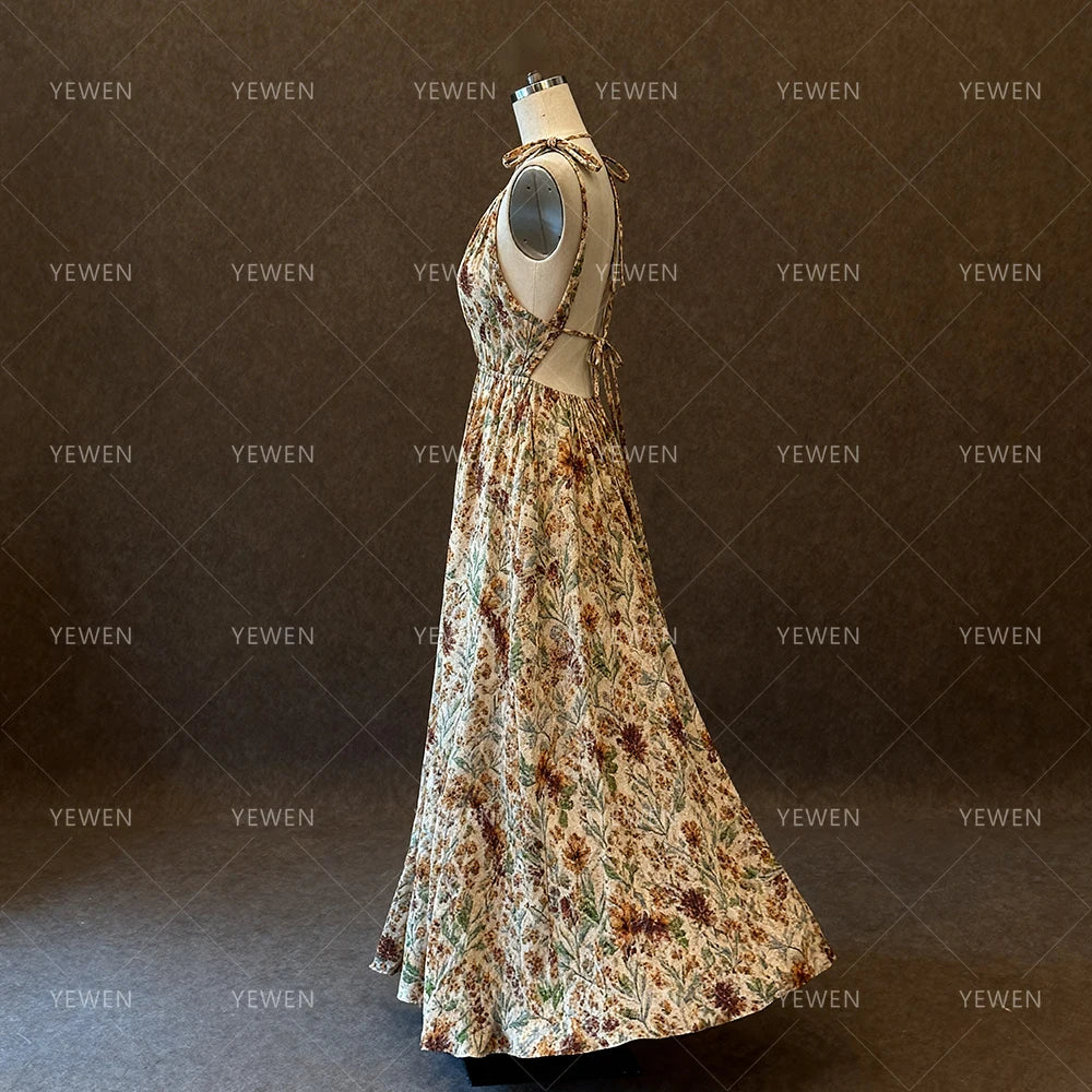 Chiffon Floral Boho Evening Gown - Summer Formal Dress for Pregnant Women - SalmanStore 