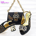 Wine Color Italian Design Shoes & Bag Set - Mid Heels with Crystal for Wedding - JStorehub 