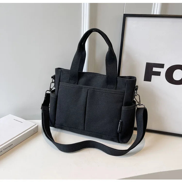 Women's Bag Multiple Pockets Shoulder Bag Large Capacity Canvas - SalmanStore 