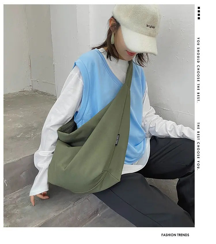 2026 Canvas Tote Bag for Women - Casual Solid Color Shoulder Messenger Bag - JStorehub 