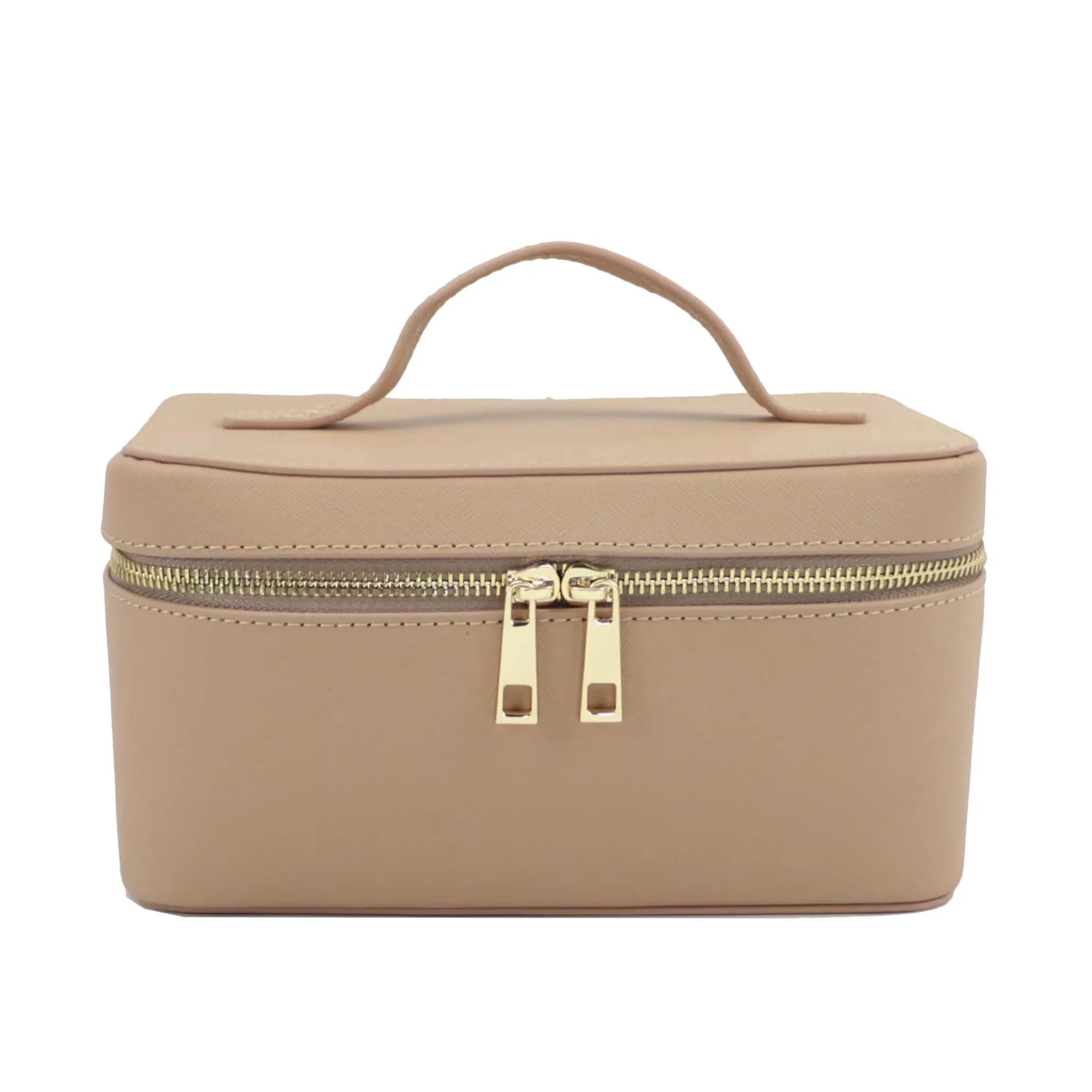 Custom Name Ladies Saffiano Split Leather Travel Toiletry Bag - Hanging Makeup Organizer - JStorehub 