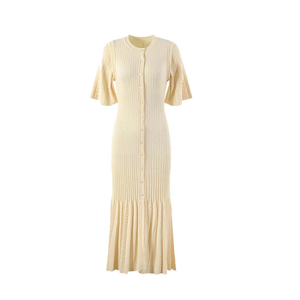 French Elegant Knitted Mermaid Dress - Hollow Slimming Fish Tail Dress - JStorehub 