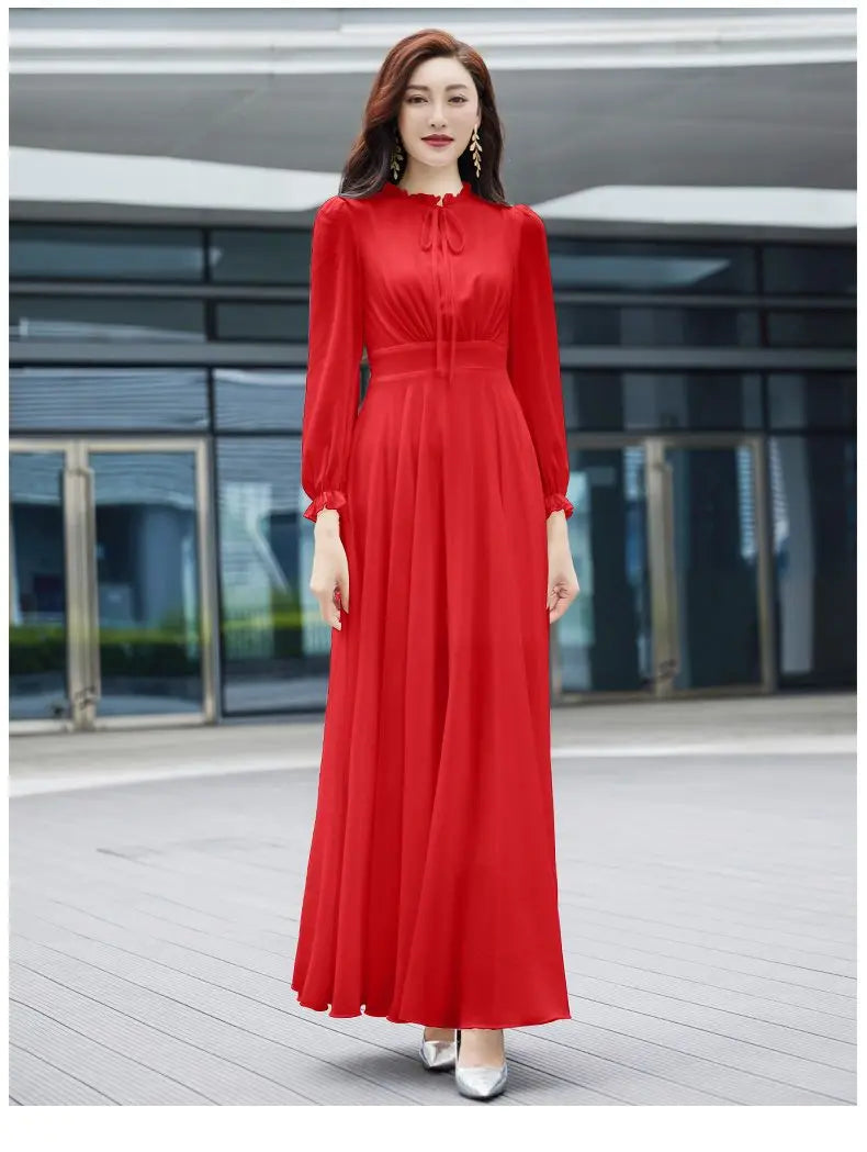 2026 Bohemian Beach Long Chiffon Dress - Elegant Long Sleeve 4XL - JStorehub 