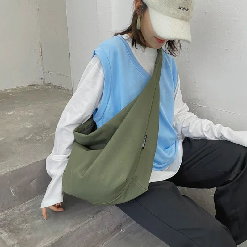 2026 Canvas Tote Bag for Women - Casual Solid Color Shoulder Messenger Bag - JStorehub 