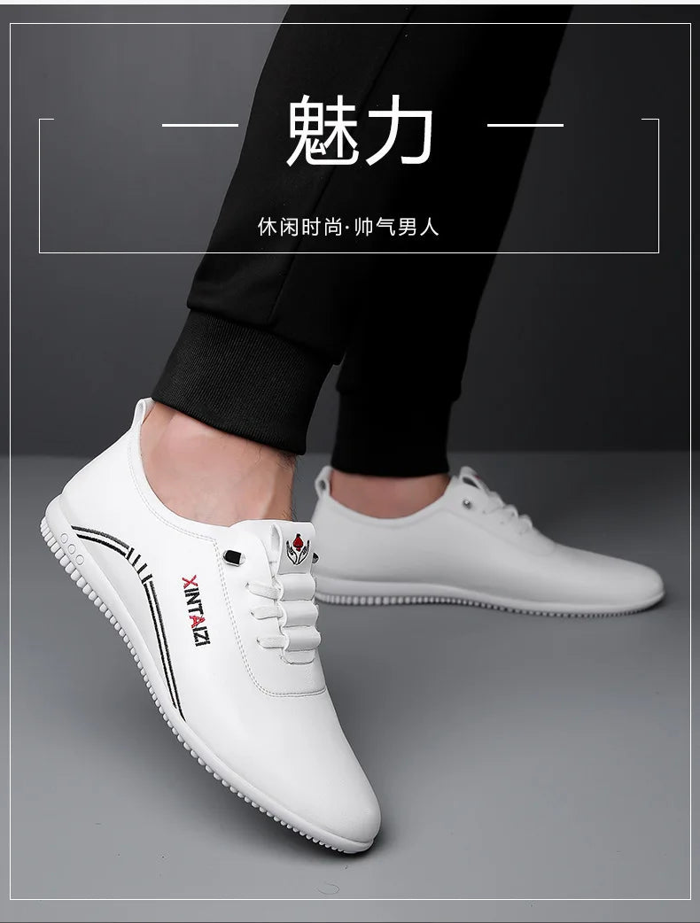 2024 casual men leather shoes Versatile Business White footwear Fashion anti slip comfortable loafers male new lightweight flat
