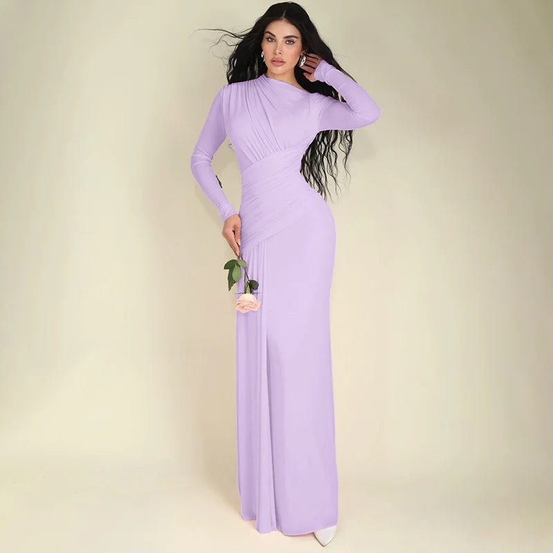 Elegant Women Dresses: Irregular Pleated Maxi Dress | Salman Store