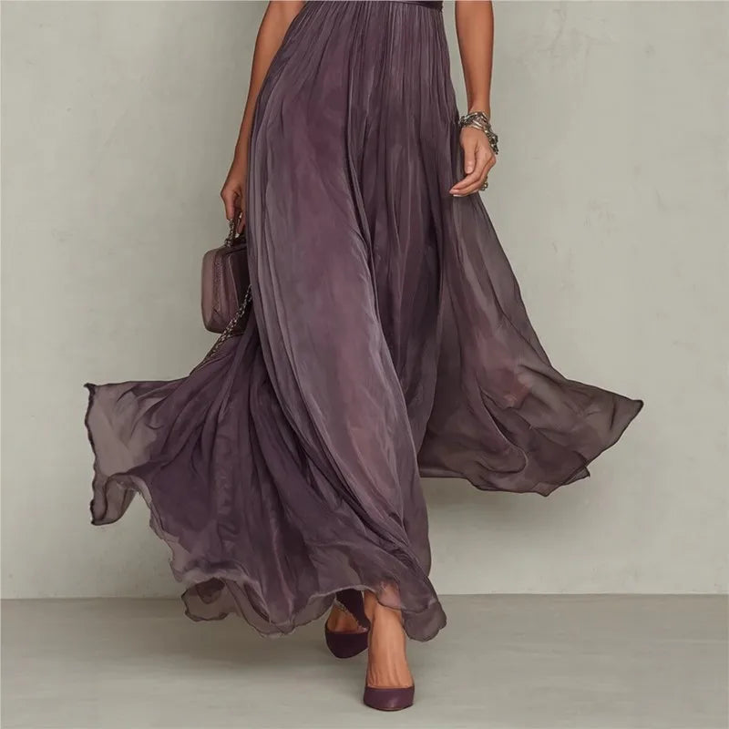 Vintage Hollow Out Maxi Dress - Stand Collar Lantern Sleeve Pleated Tunic - JStorehub 