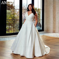 Plus Size A-Line Wedding Dress 2025 - V-Neck Sleeveless Applique Bridal Gown - JStorehub 
