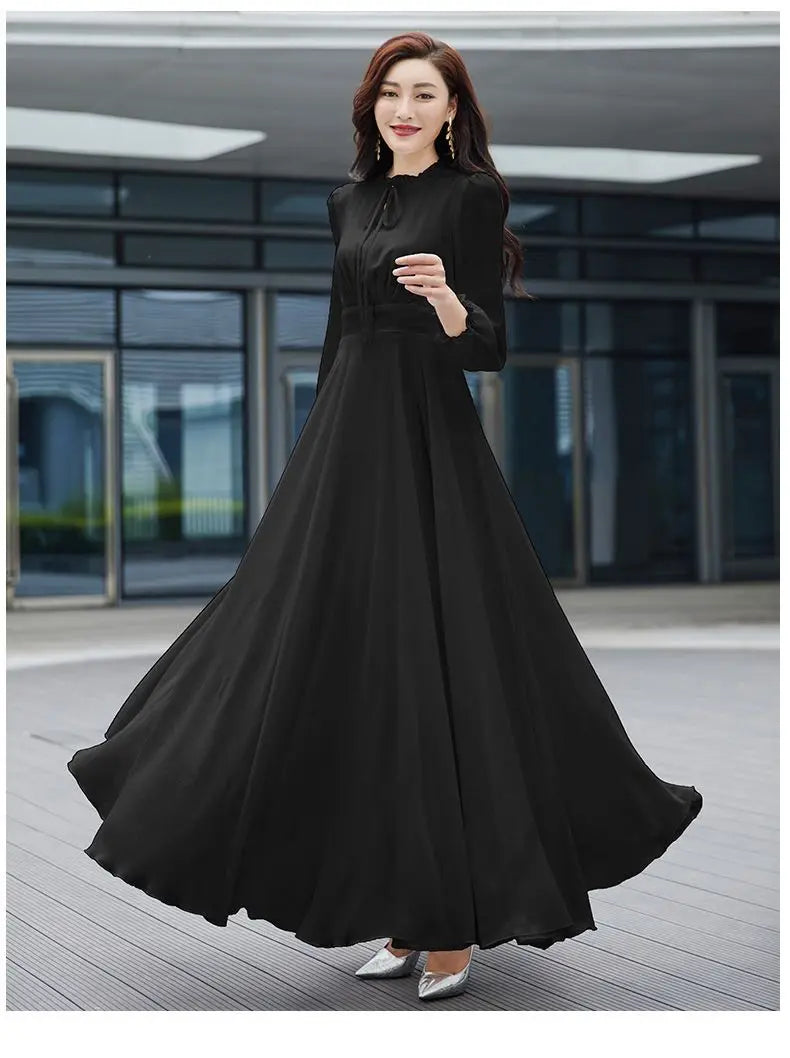 2026 Bohemian Beach Long Chiffon Dress - Elegant Long Sleeve 4XL - JStorehub 