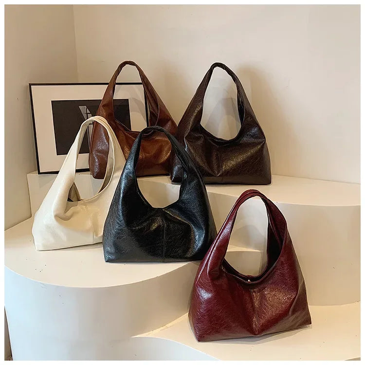 Big Black Shoulder Bag for Women - Large Hobo Soft Leather Crossbody Tote Bag