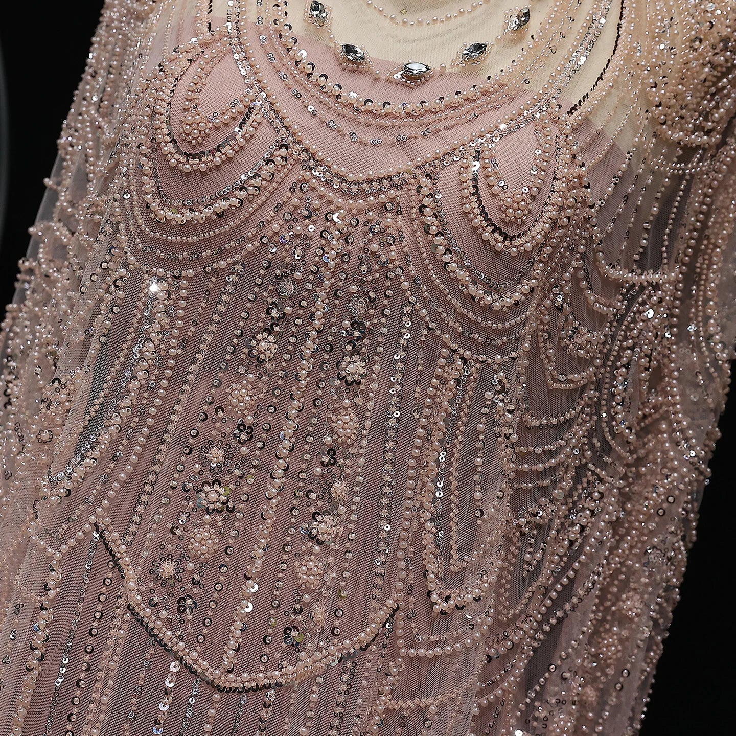Customized Luxury Nude Caftan Prom Evening Dress - Elegant Party Gown - JStorehub 
