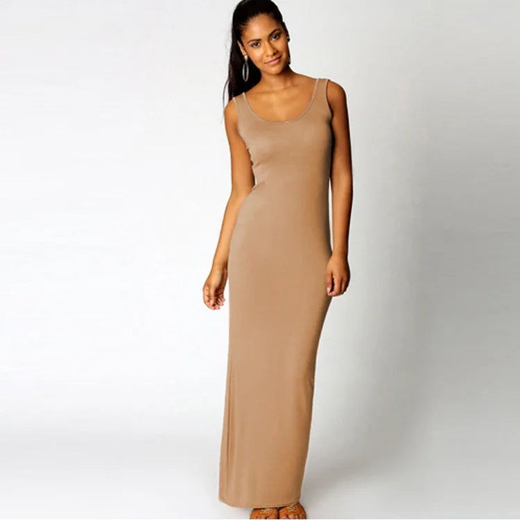 Elegant Women's Maxi Dress - Sleeveless Bodycon for Spring/Summer
