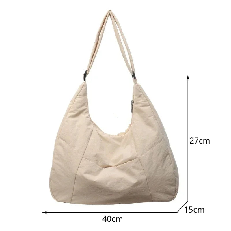 Trendy Women's Soft Cloth Shoulder Bag - Solid Color Y2K Casual Big Crossbody Bag 2026 - JStorehub 
