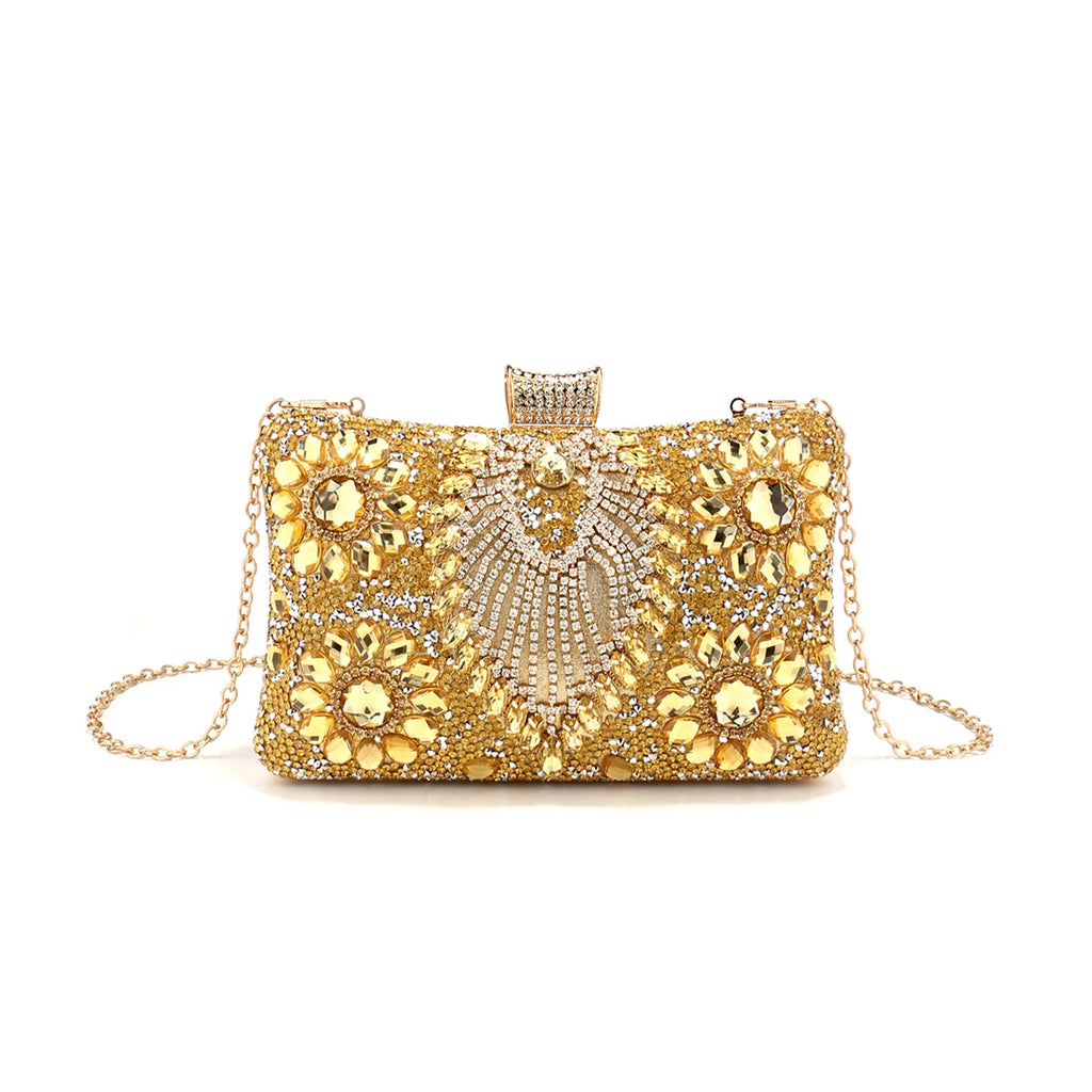 Acrylic Flower One Side Glitter Tassel Women Evening Bags Diamonds Small Day Clutch Luxury New Chain Shoulder Handbags For Party