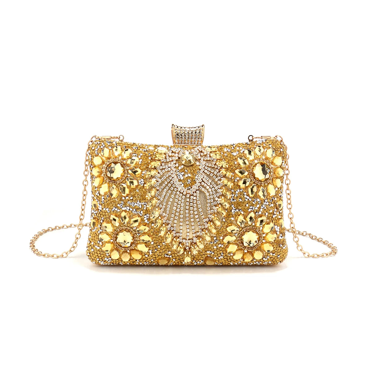 Acrylic Flower One Side Glitter Tassel Women Evening Bags Diamonds Small Day Clutch Luxury New Chain Shoulder Handbags For Party
