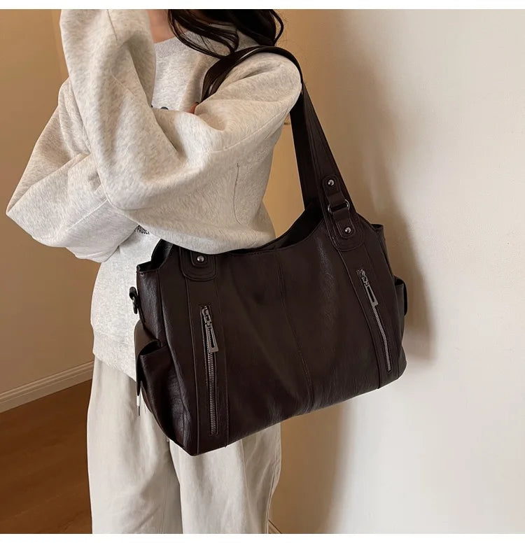 Soft Interior Shoulder Bag 2026 - High Quality Contrasting Color PU Handbag for Wome - JStorehub 