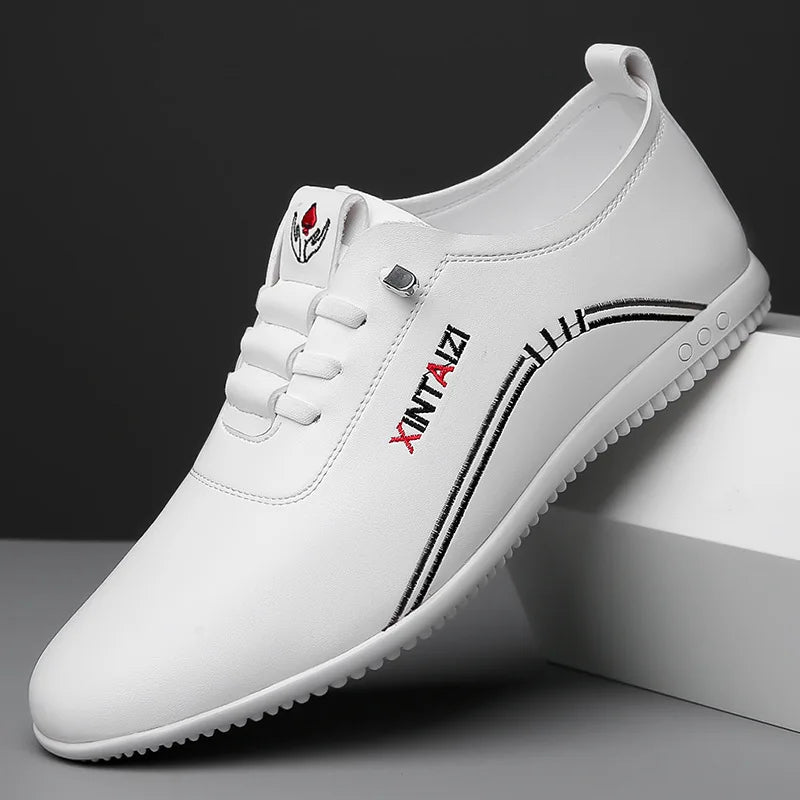 2024 casual men leather shoes Versatile Business White footwear Fashion anti slip comfortable loafers male new lightweight flat