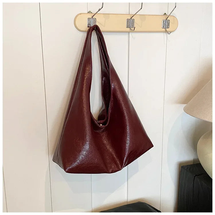 Large Capacity PU Leather Hobo Underarm Bag - 2026 Y2K Trend Shoulder Tote for Women - JStorehub 