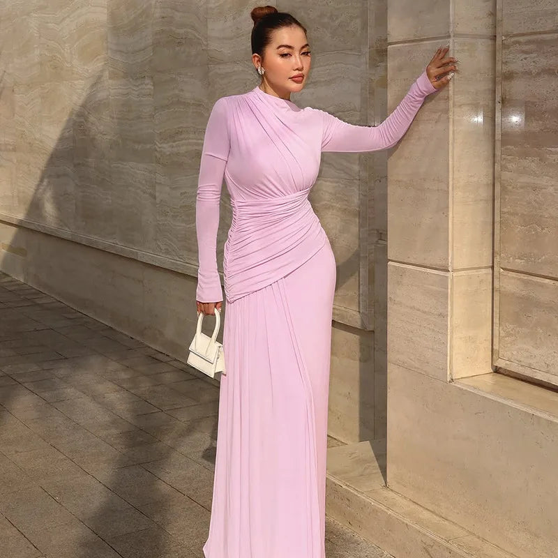 Elegant Women Dresses: Irregular Pleated Maxi Dress | Salman Store