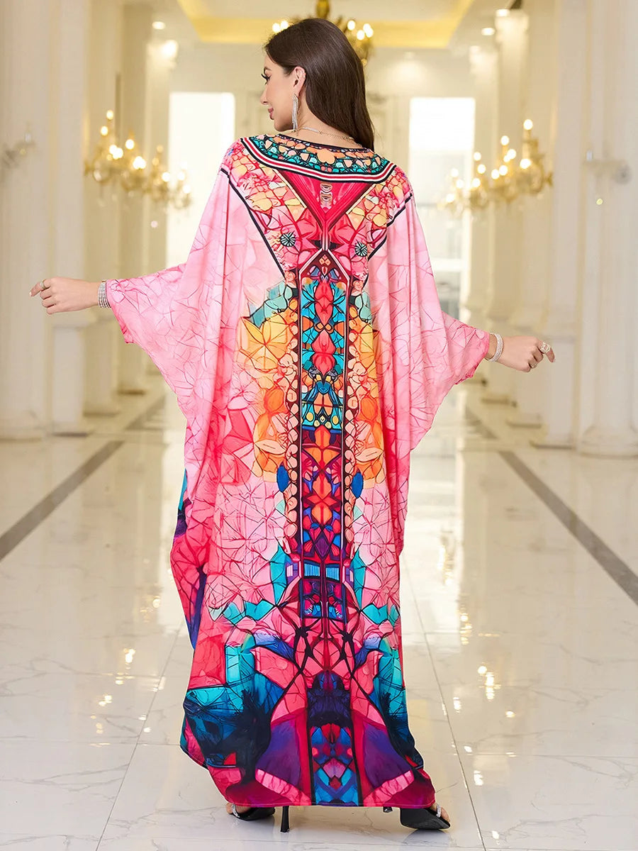 Women Embroidered Long Caftans Plus Size Kaftan Dresses Beach Bathing Suit Cover up moomoo Dress Moroccan Robe
