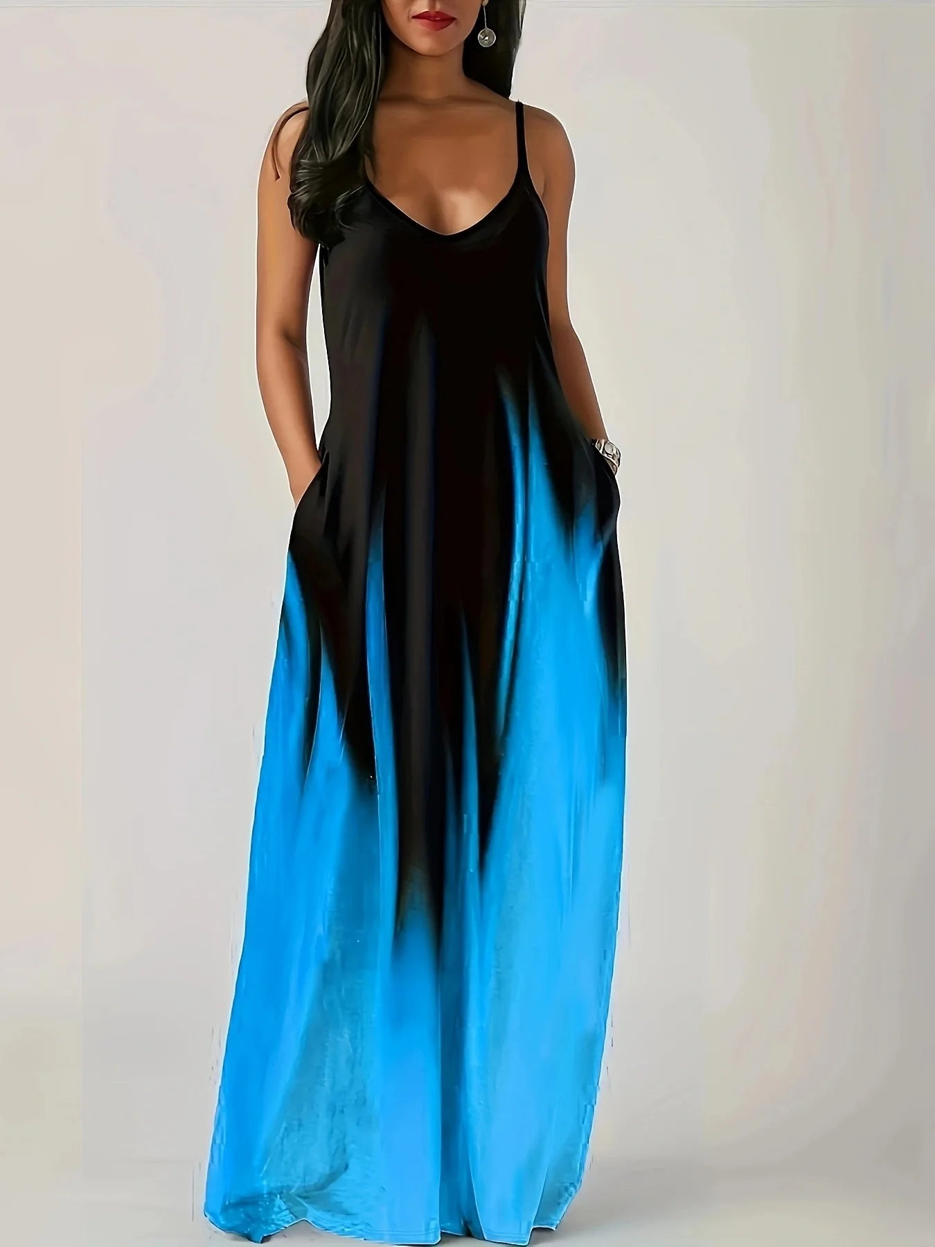 Plus Size Gradient Camisole Long Skirt Set - Temperament Commuting Dress - JStorehub 