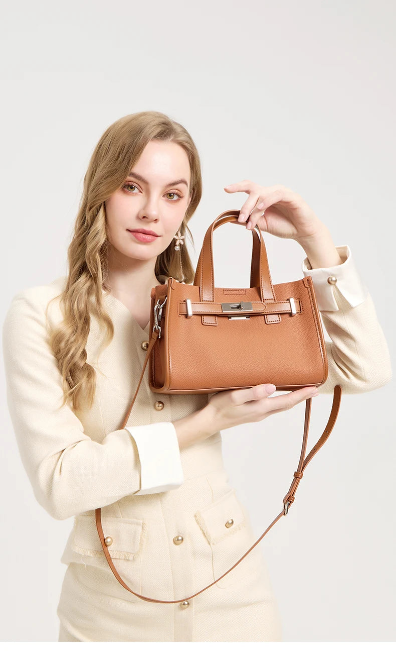 Cowhide Satchel Bag for Women 2026 - Mini Genuine Leather Crossbody Bag - JStorehub 