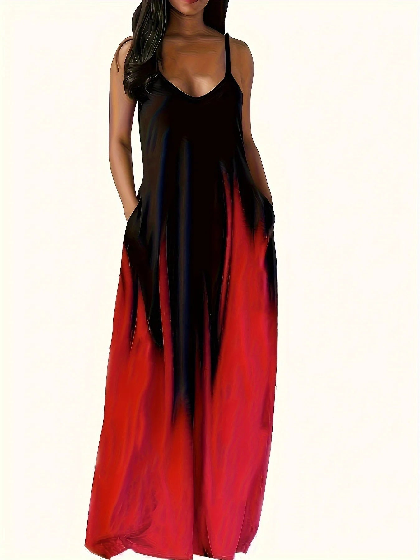 Plus Size Gradient Camisole Long Skirt Set - Temperament Commuting Dress - JStorehub 