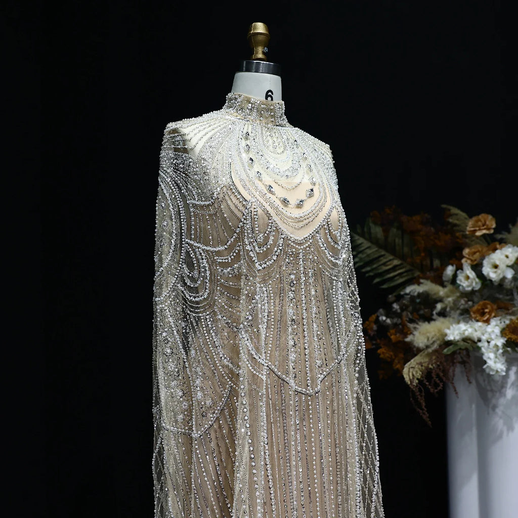 Customized Luxury Nude Caftan Prom Evening Dress - Elegant Party Gown - JStorehub 
