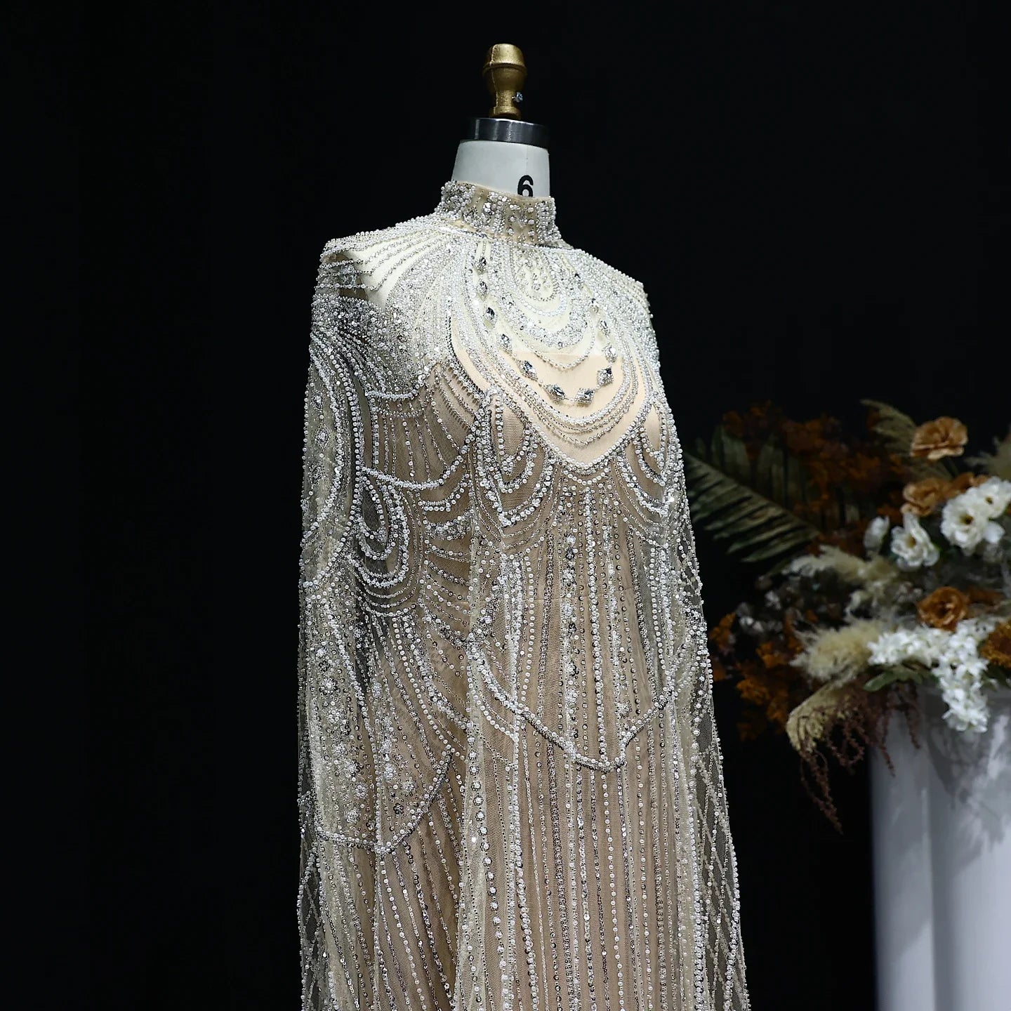 Customized Luxury Nude Caftan Prom Evening Dress - Elegant Party Gown - JStorehub 