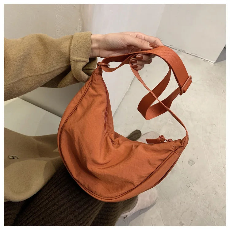 Casual Nylon Hobo Crossbody Bag for Women - Large Capacity Designer Shoulder