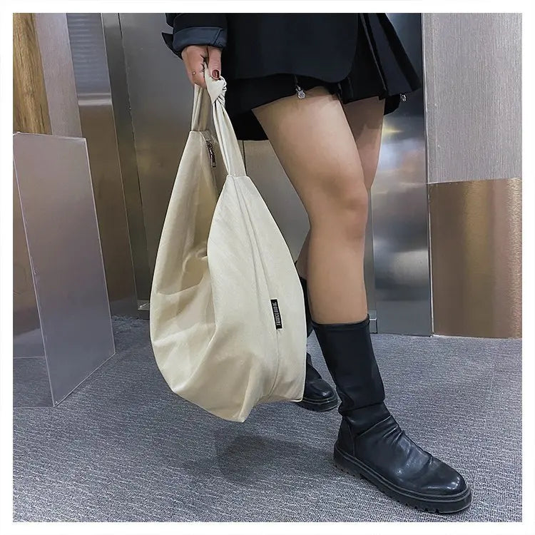 2026 Canvas Tote Bag for Women - Casual Solid Color Shoulder Messenger Bag - JStorehub 