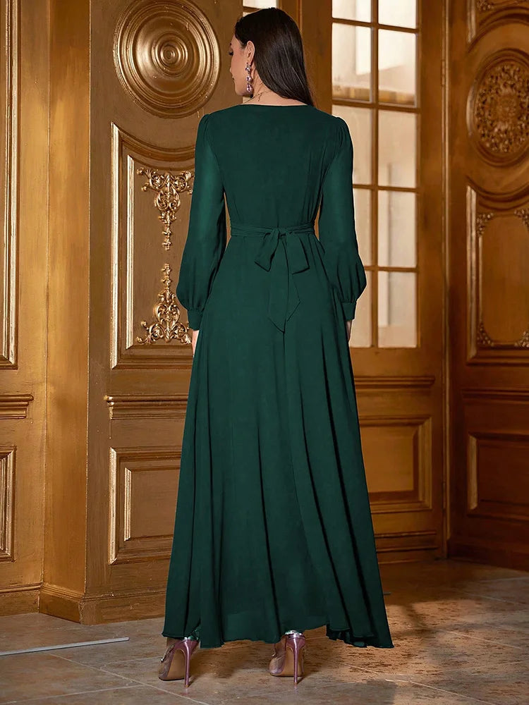 Women Dresses: Elegant Evening V-Neck Dress - Salman Store