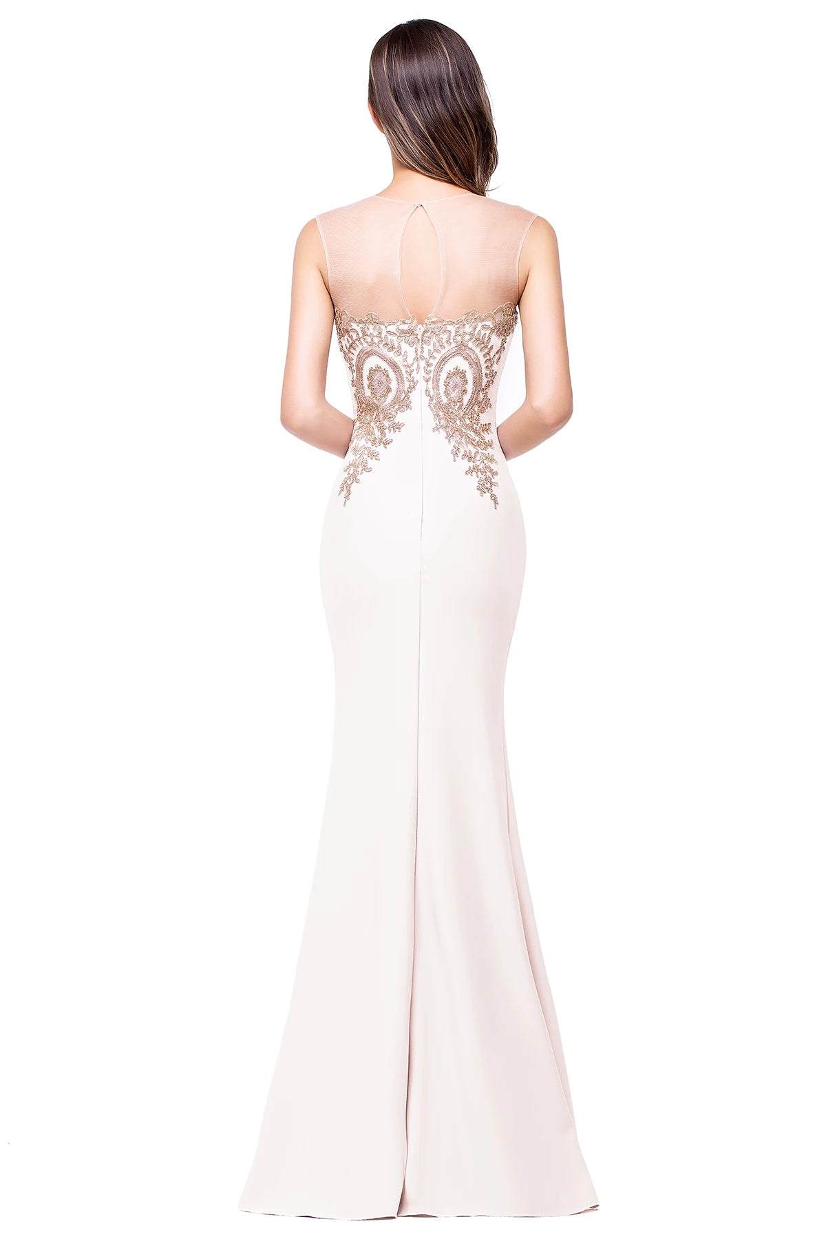 Royal Blue Mermaid Evening Dress with Golden Appliques Lace - Prom Wedding Gown