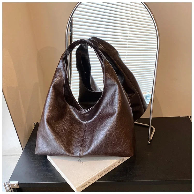 Large Capacity PU Leather Hobo Underarm Bag - 2026 Y2K Trend Shoulder Tote for Women - JStorehub 