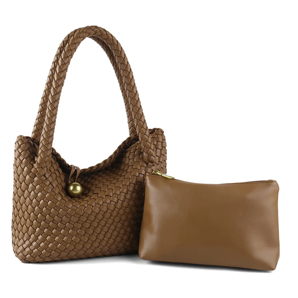 Woven Bag Women PU Leather Single Shoulder Bag - SalmanStore 