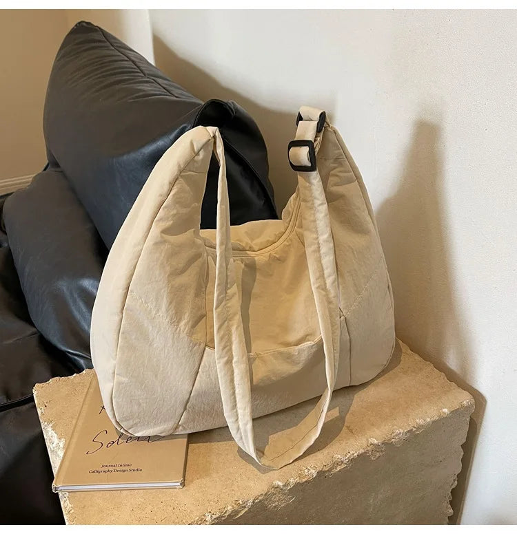 Trendy Women's Soft Cloth Shoulder Bag - Solid Color Y2K Casual Big Crossbody Bag 2026 - JStorehub 