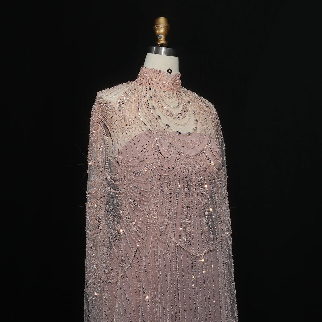 Customized Luxury Nude Caftan Prom Evening Dress - Elegant Party Gown - JStorehub 