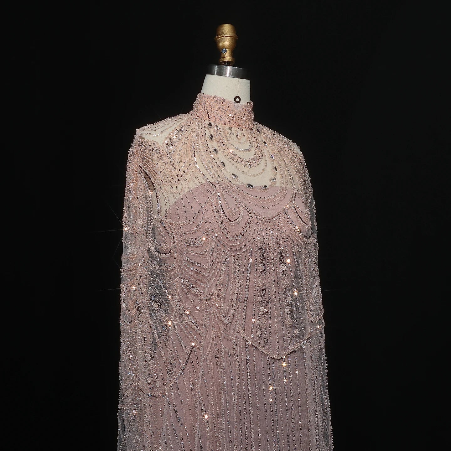 Customized Luxury Nude Caftan Prom Evening Dress - Elegant Party Gown - JStorehub 