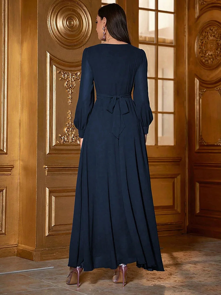 Women Dresses: Elegant Evening V-Neck Dress - Salman Store