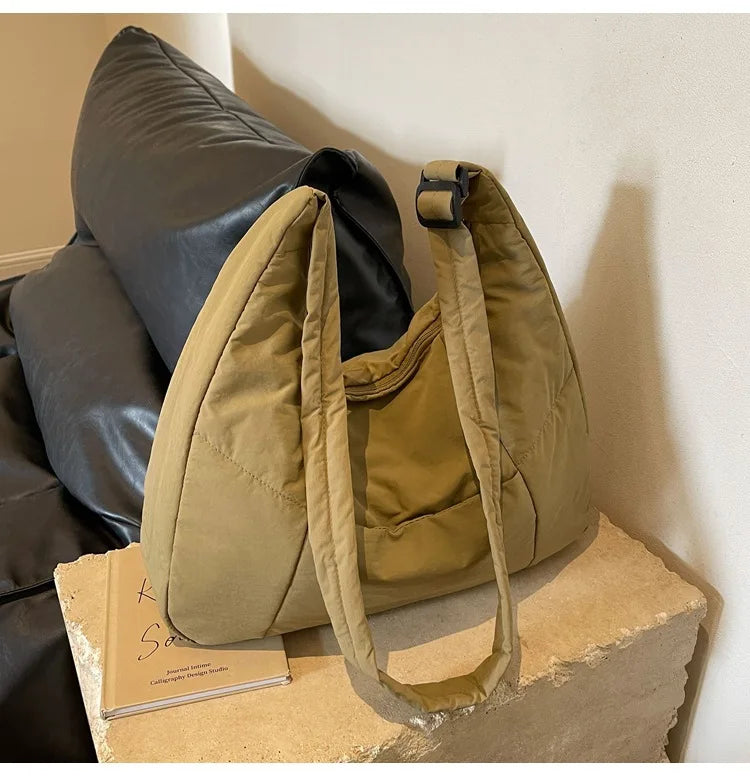 Trendy Women's Soft Cloth Shoulder Bag - Solid Color Y2K Casual Big Crossbody Bag 2026 - JStorehub 