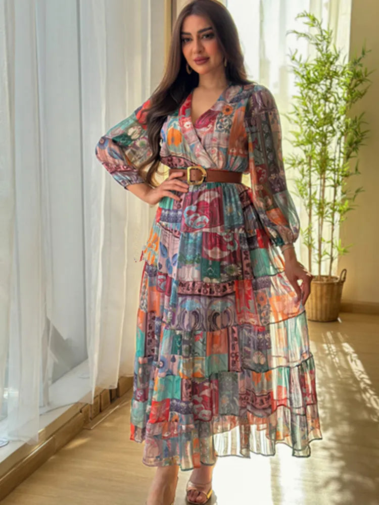 Women Dresses: BKLD V-Neck Chiffon Evening Dress | Salman Store