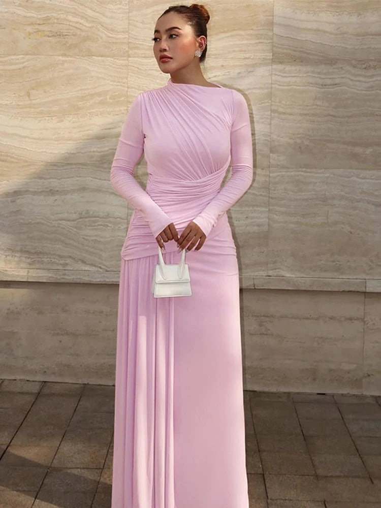 Elegant Women Dresses: Irregular Pleated Maxi Dress | Salman Store 