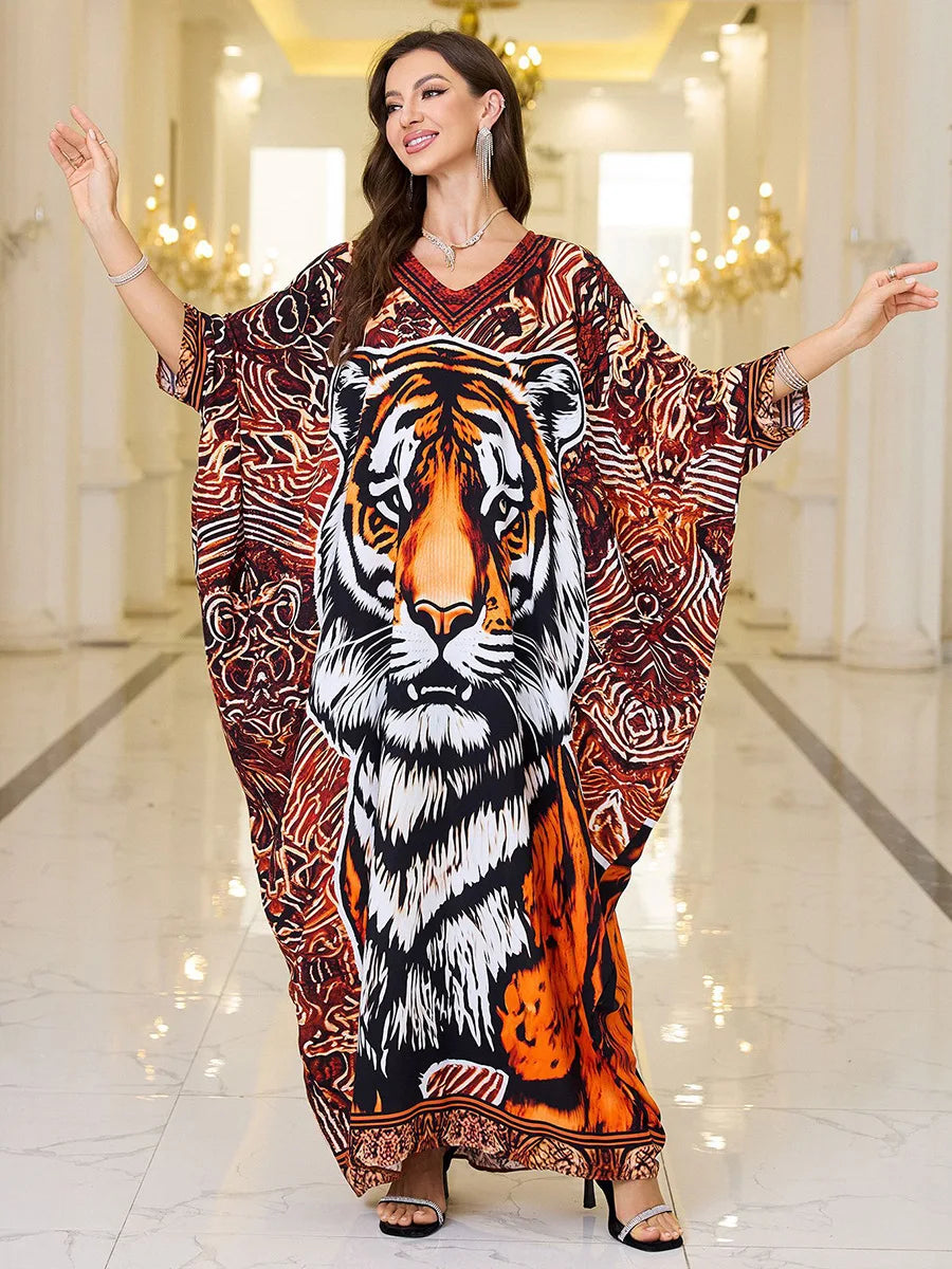 Women Embroidered Long Caftans Plus Size Kaftan Dresses Beach Bathing Suit Cover up moomoo Dress Moroccan Robe
