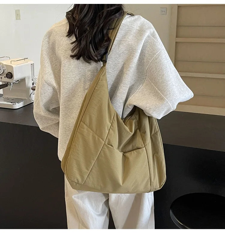 Trendy Women's Soft Cloth Shoulder Bag - Solid Color Y2K Casual Big Crossbody Bag 2026 - JStorehub 