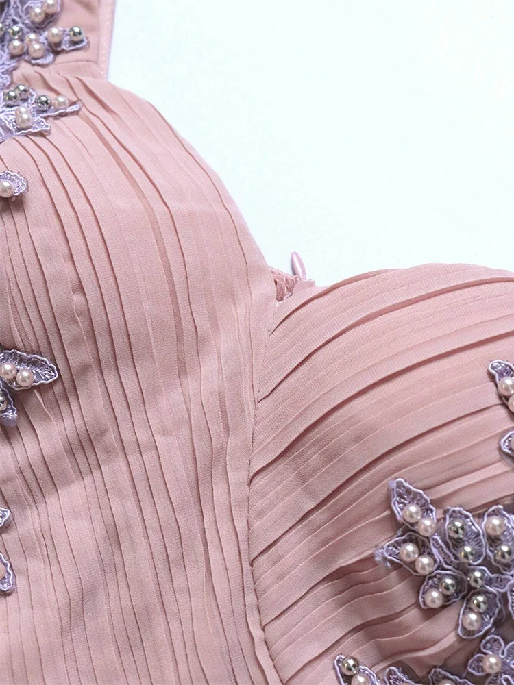 Luxury Formal Evening Bridesmaid Dress - Sweetheart Neckline Beaded Waist with Pearl Detailing - JStorehub 
