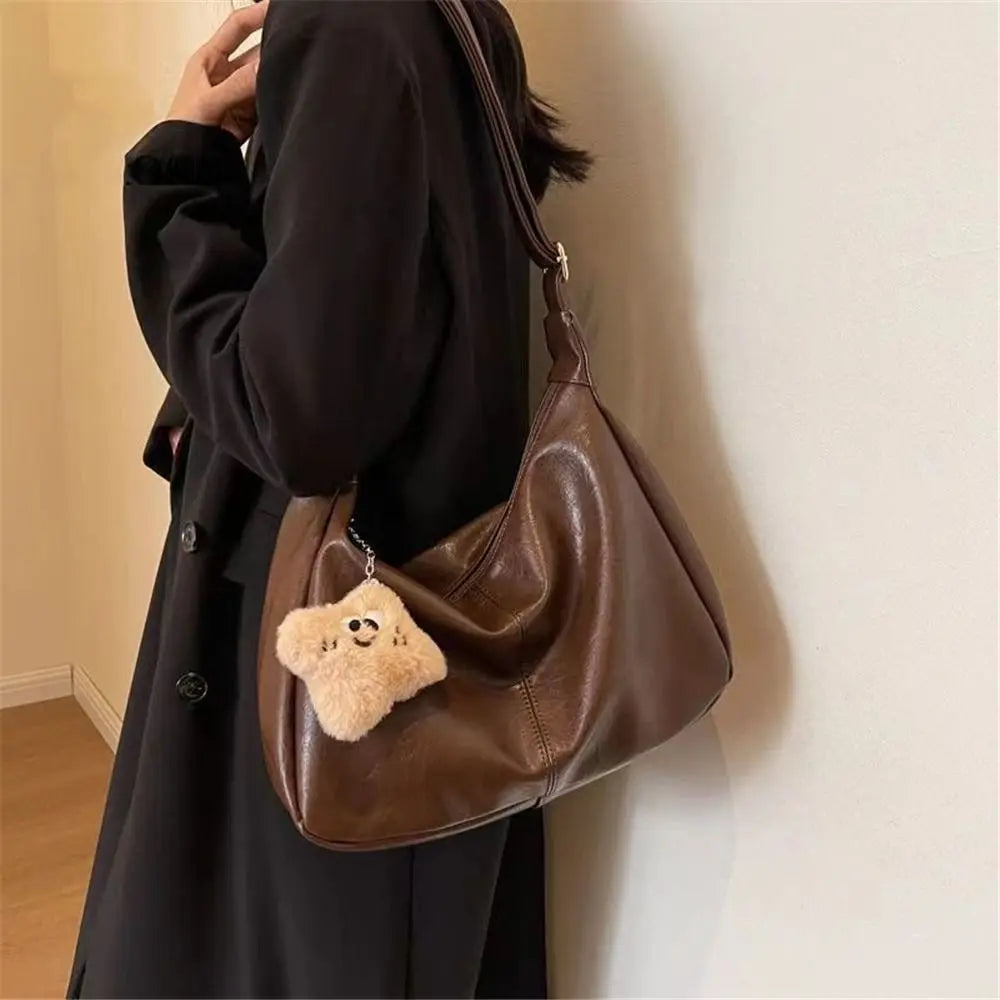 Trendy Slouchy Shoulder Bag for Women - PU Leather Large Capacity Hobo Tote - JStorehub 