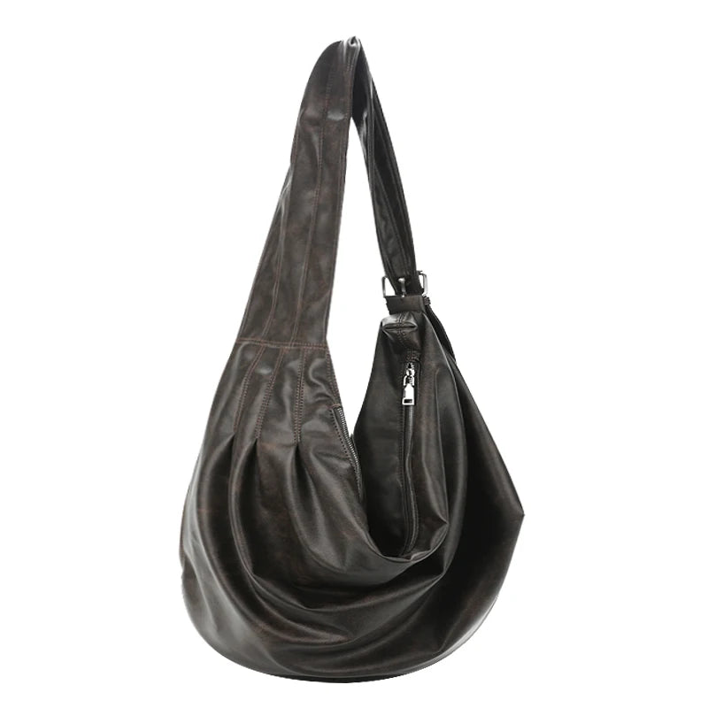 Retro Pleated Large Capacity Shoulder Bag for Women - Versatile Crossbody Bag - JStorehub 