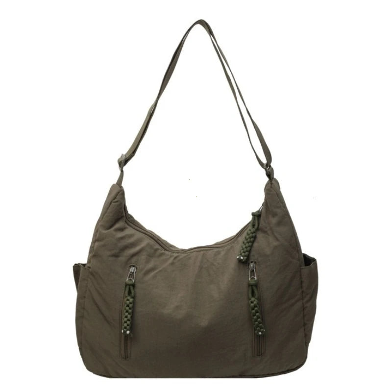 Trendy Women's Soft Cloth Shoulder Bag - Solid Color Y2K Casual Big Crossbody Bag 2026